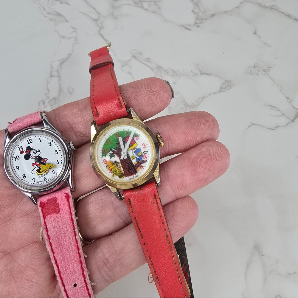 Vintage Woody Woodpecker Swiss Wind Up Watch & Lorus Minnie Mouse Disney Lot - Picture 8 of 9